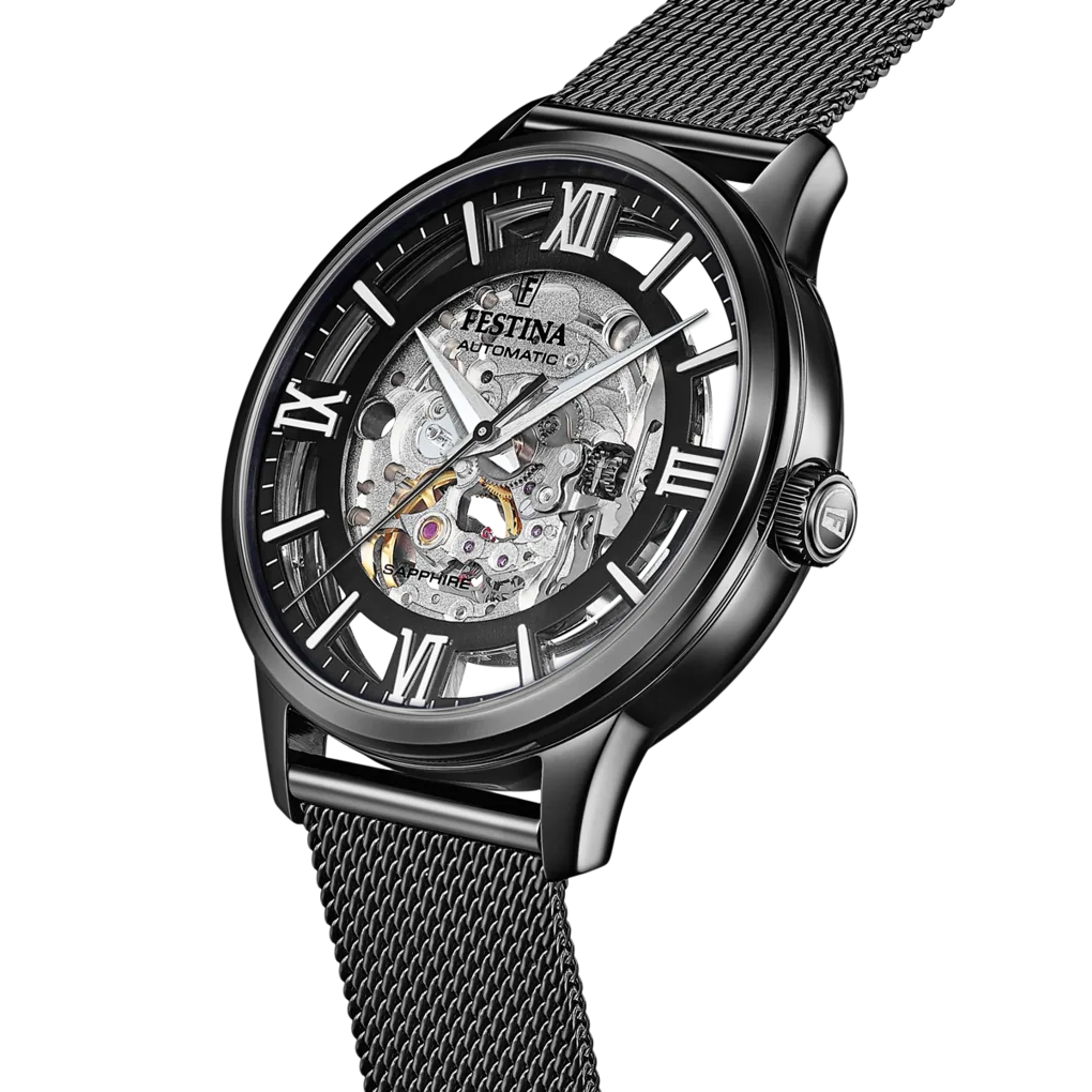 Festina Automatic Esqueleto Malla Gris F20535/1