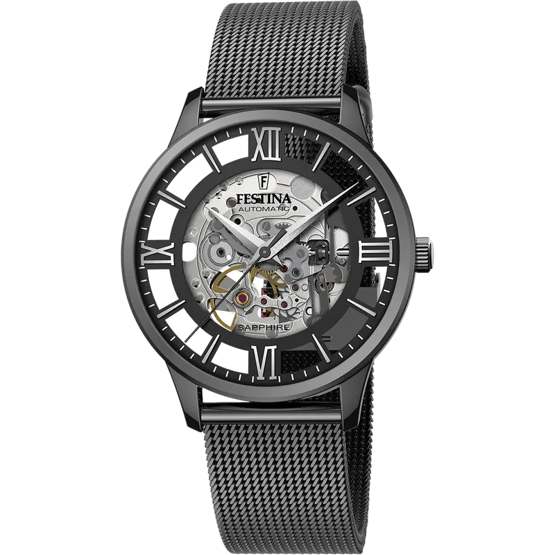 Festina Automatic Esqueleto Malla Gris F20535/1